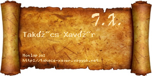Takács Xavér névjegykártya